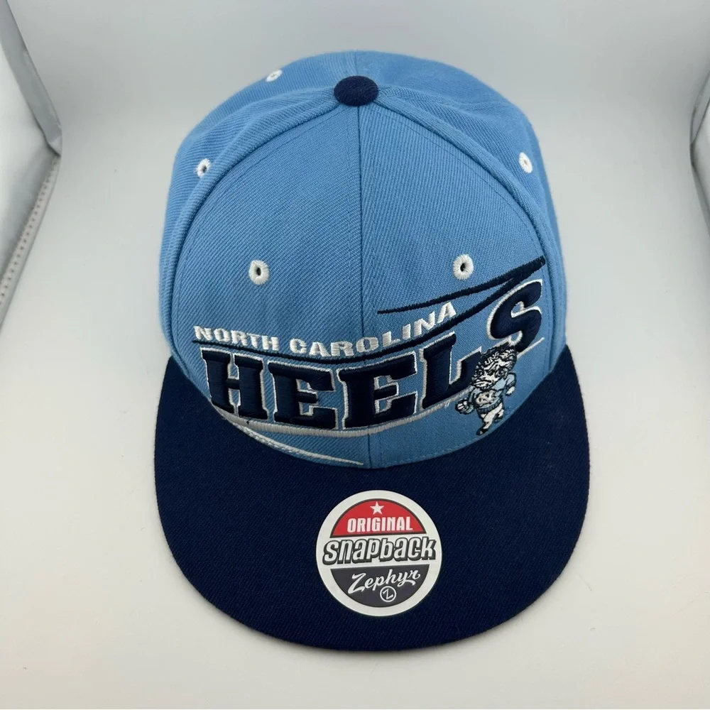 North Carolina Tar Heels Hat Snapback Zephyr Embroidered Ramses Carolina Blue